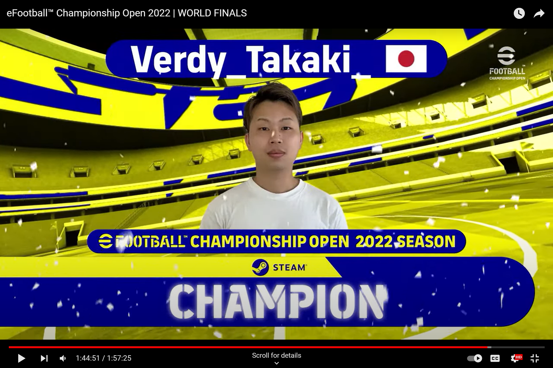 東京Veスポーツ部門のTakaki選手、アジア代表として臨んだ「eFootball Campionship Open 2022 Wolrd Finals」で見事優勝!世界一に