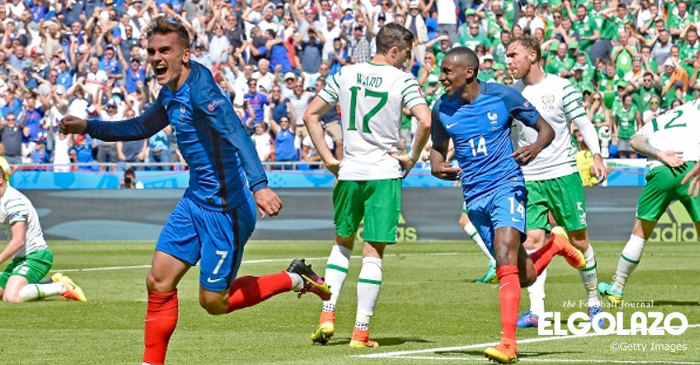 開始２分に失点のフランス、グリーズマンの２ゴールで逆転で８強進出／EURO フランス vs アイルランド マッチレポート