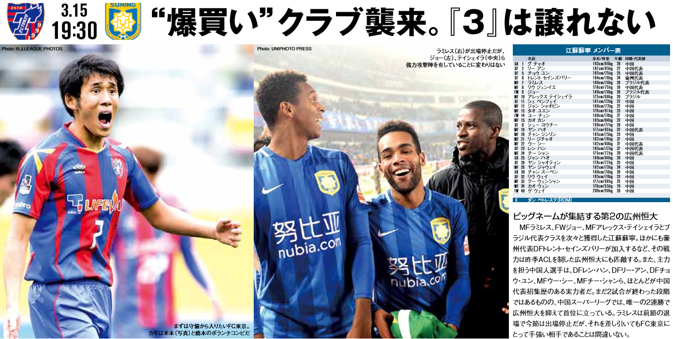 【本日ACL】FC東京、G大阪が対戦する中国勢のメンツがすごい